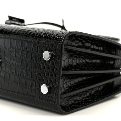 Saint Laurent Calfskin Crocodile Embossed Nano Sac De Jour Black 11 of 11