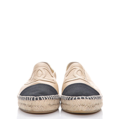 Chanel Lambskin Canvas Cap Toe CC Espadrilles 41 Beige Black 2 of 10