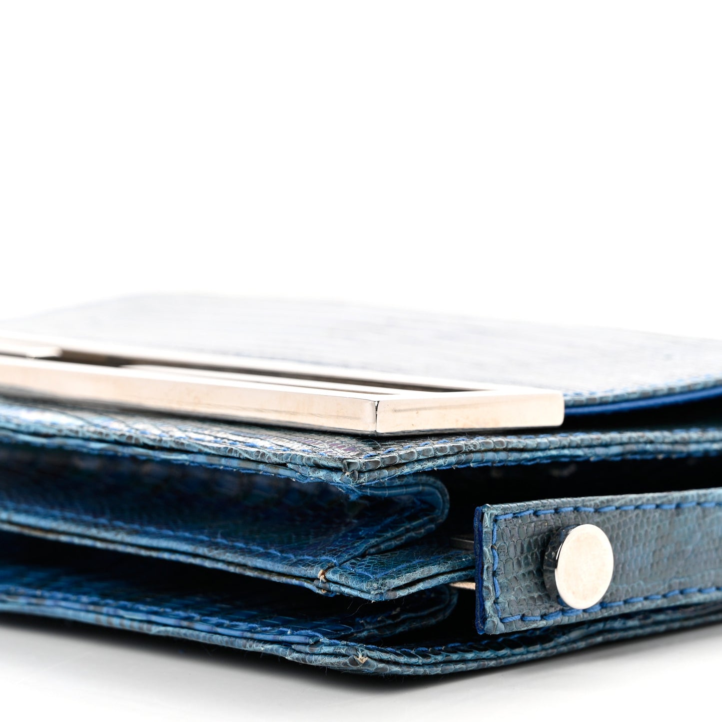 Iridescent Lizard Shoulder Bag Blue