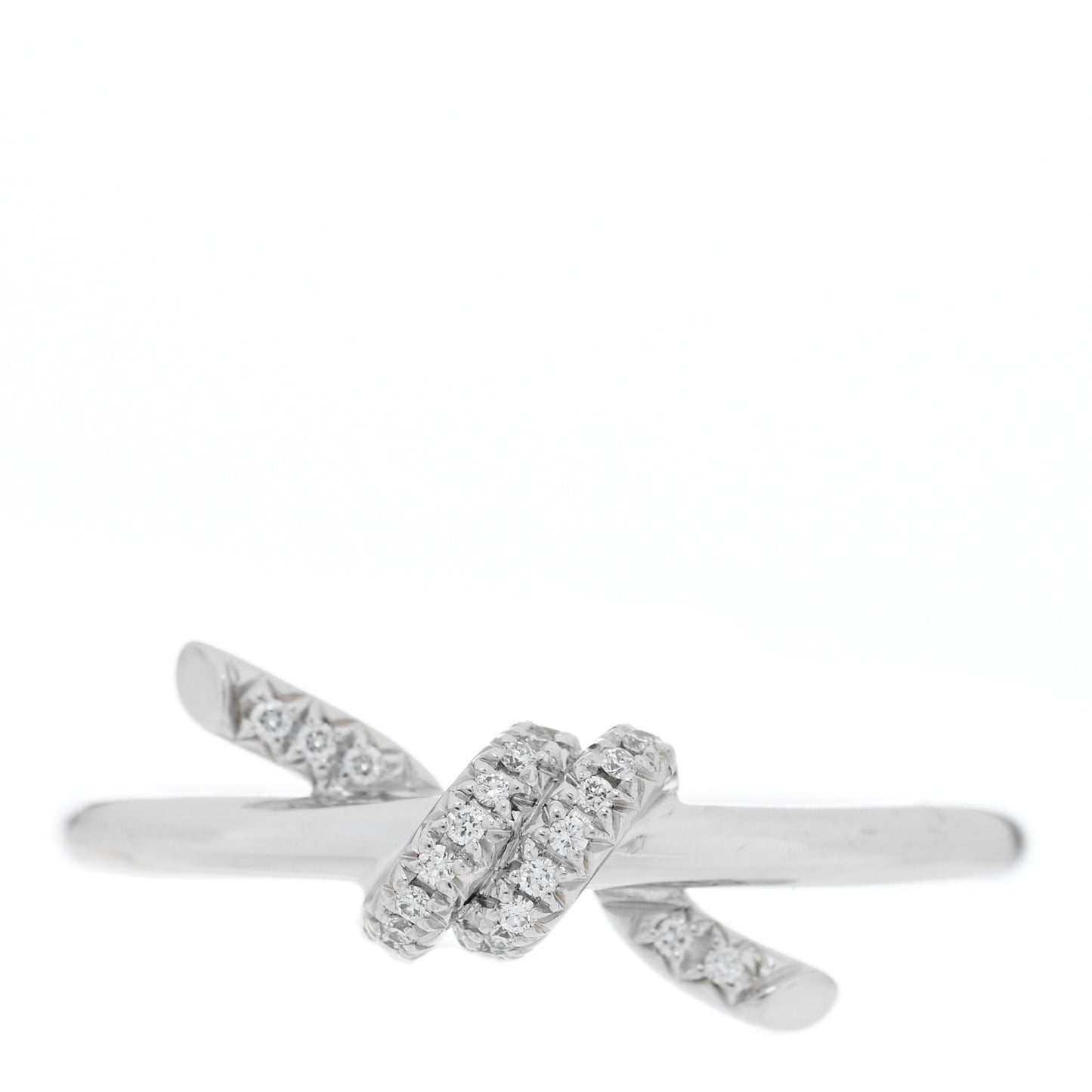 18K White Gold Diamond Small Knot Ring 47 4