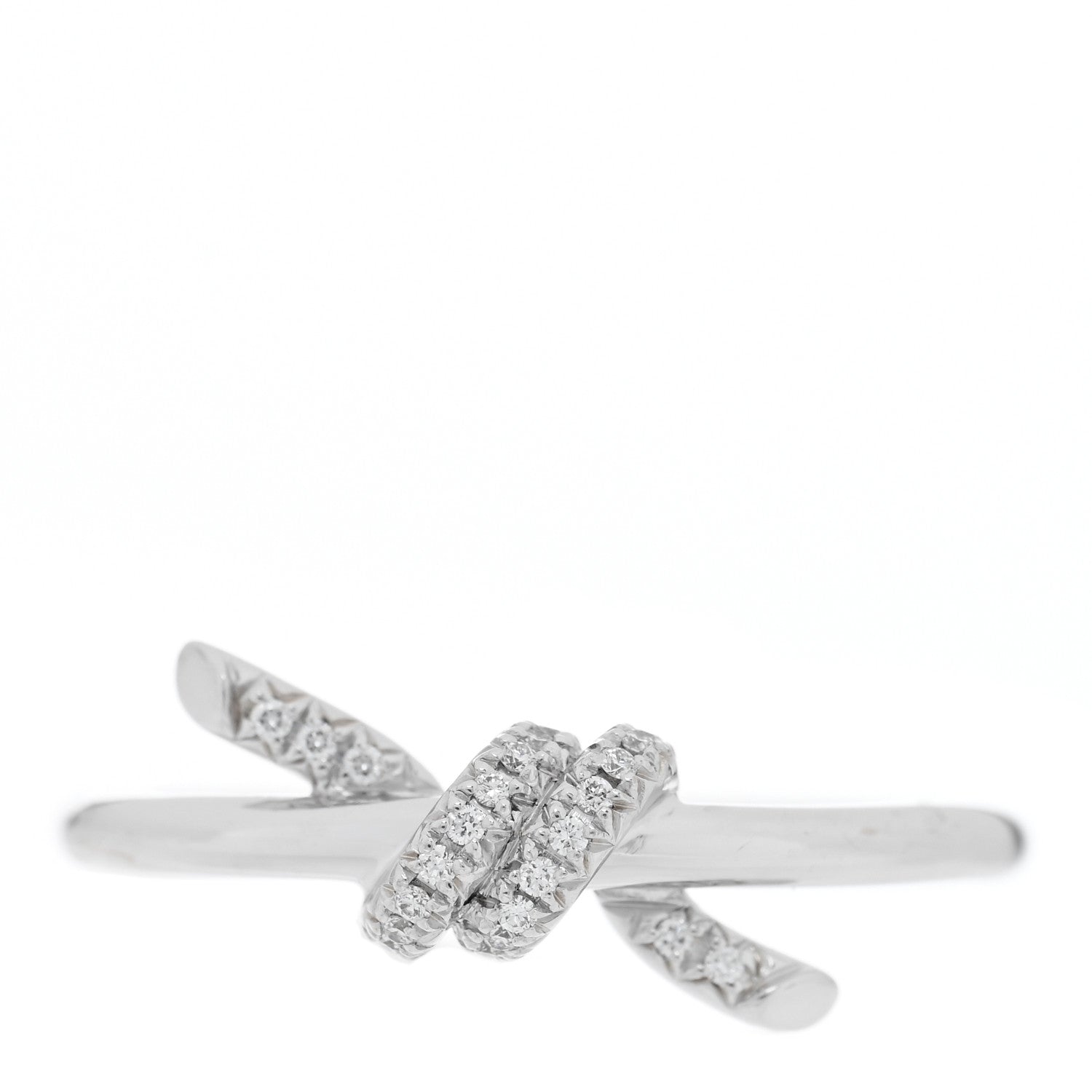 Tiffany 18K White Gold Diamond Small Knot Ring 47 4 1 of 5