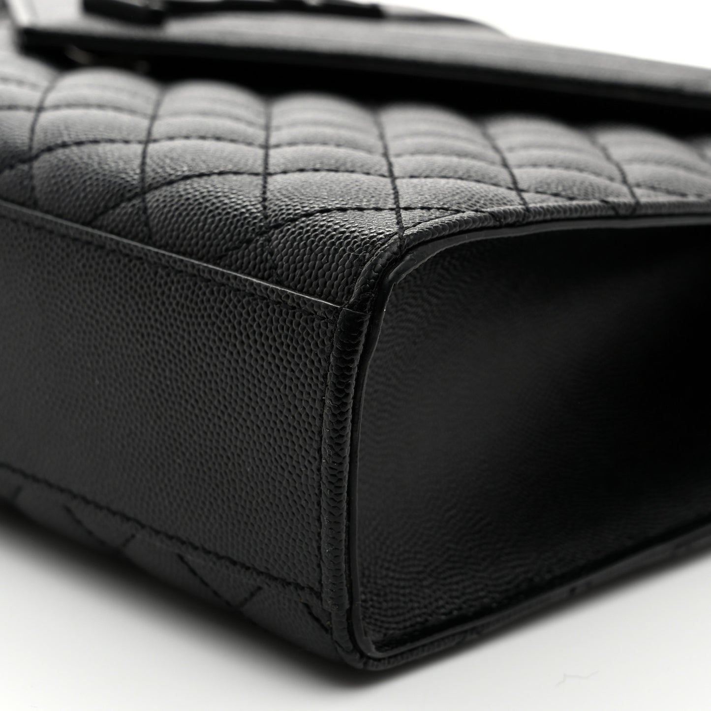 Grain De Poudre Textured Mixed Matelasse Large Triquilt Monogram Monochrome Satchel Black