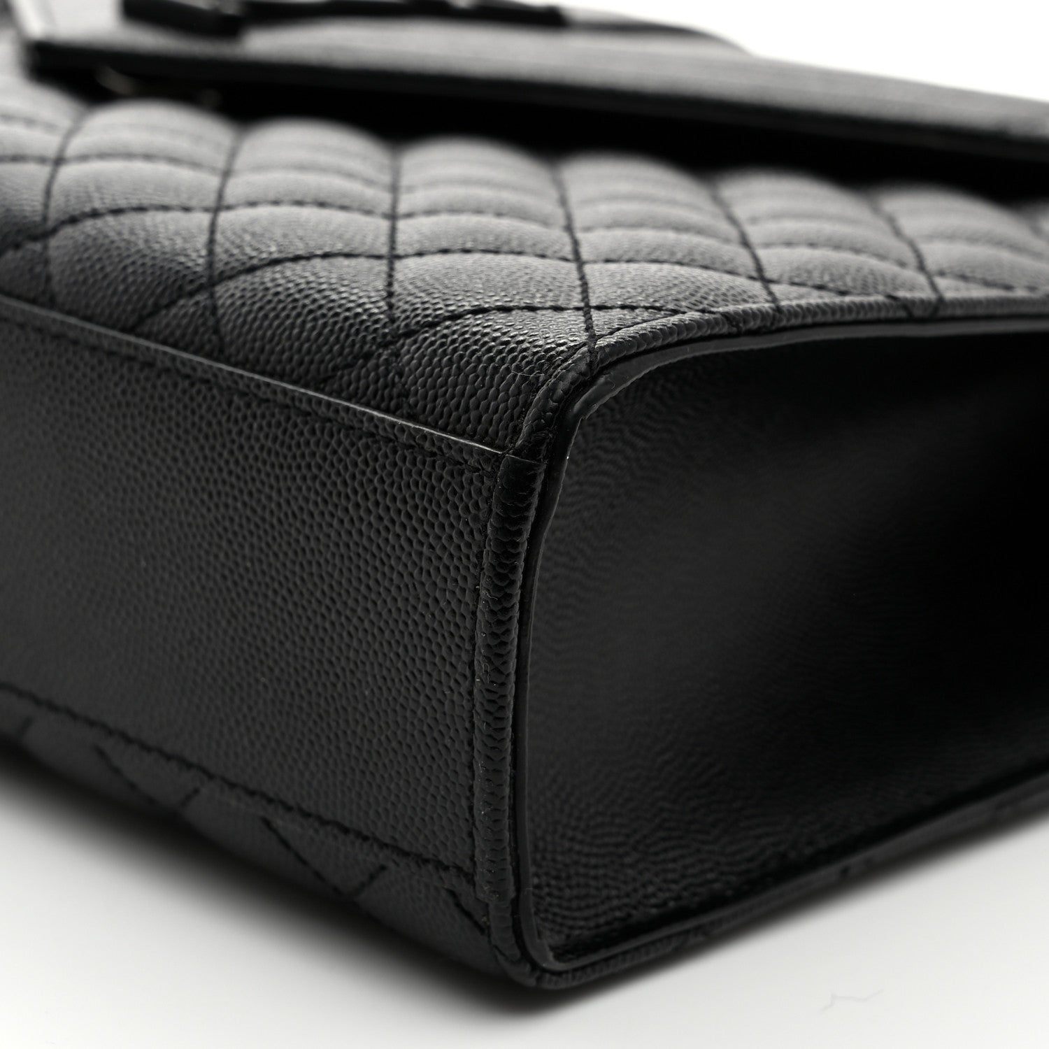 Saint Laurent Grain De Poudre Textured Mixed Matelasse Large Triquilt Monogram Monochrome Satchel Black 11 of 11