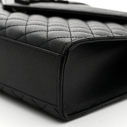 Saint Laurent Grain De Poudre Textured Mixed Matelasse Large Triquilt Monogram Monochrome Satchel Black 11 of 11