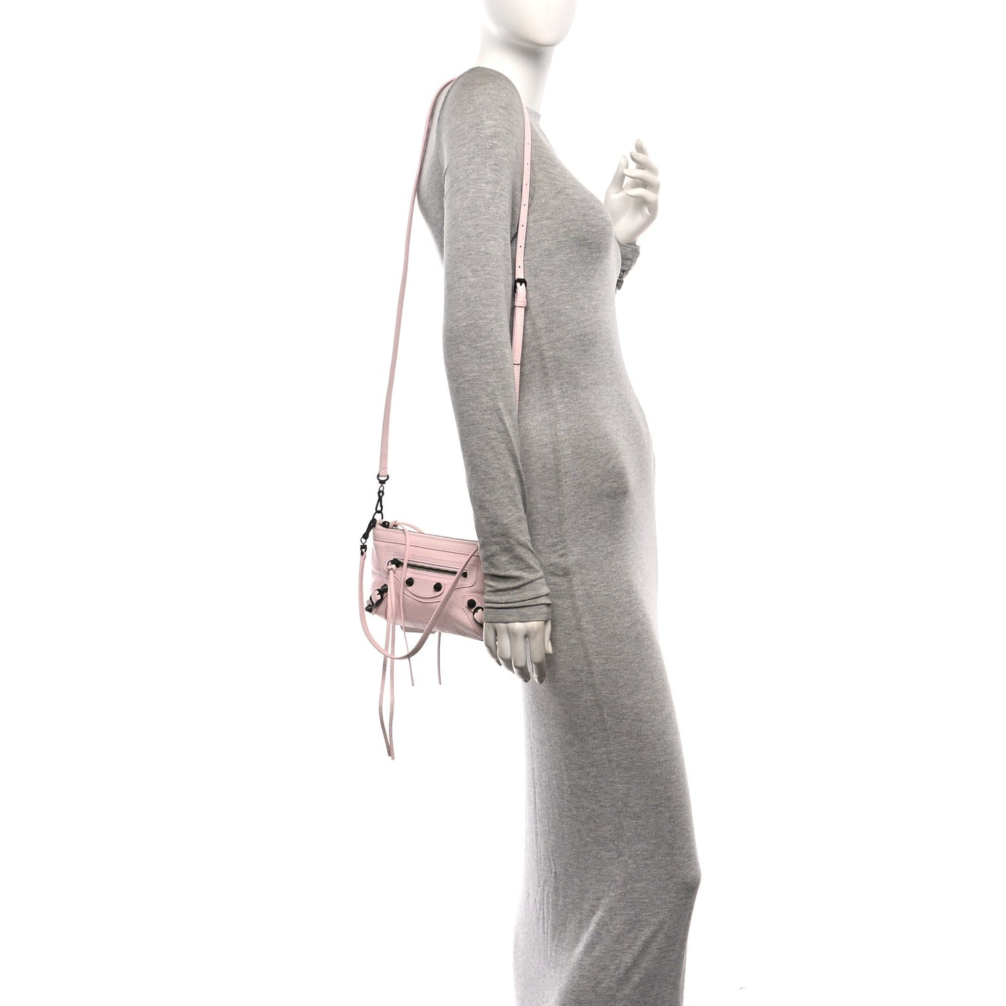 Agneau Arena Classic Hardware Le City Pouch On Strap Petal Pink