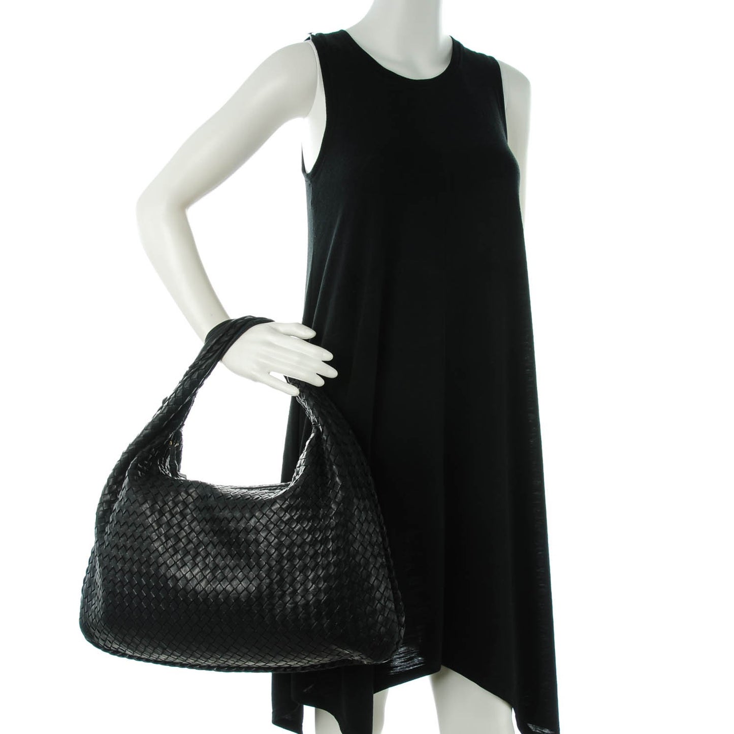 Nappa Intrecciato Large Veneta Hobo Nero Black
