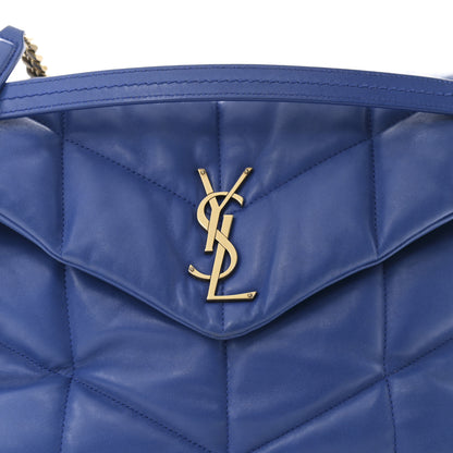Saint Laurent Lambskin Quilted Medium Loulou Puffer Monogram Chain Satchel Majorele Blue 8 of 13