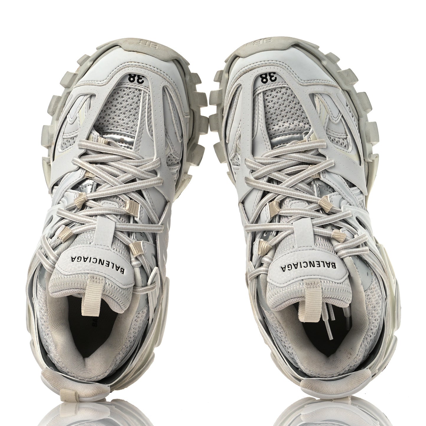 Rubber Mesh Fabric Monocolor Recycled Sole Womens Track Sneakers 38 White