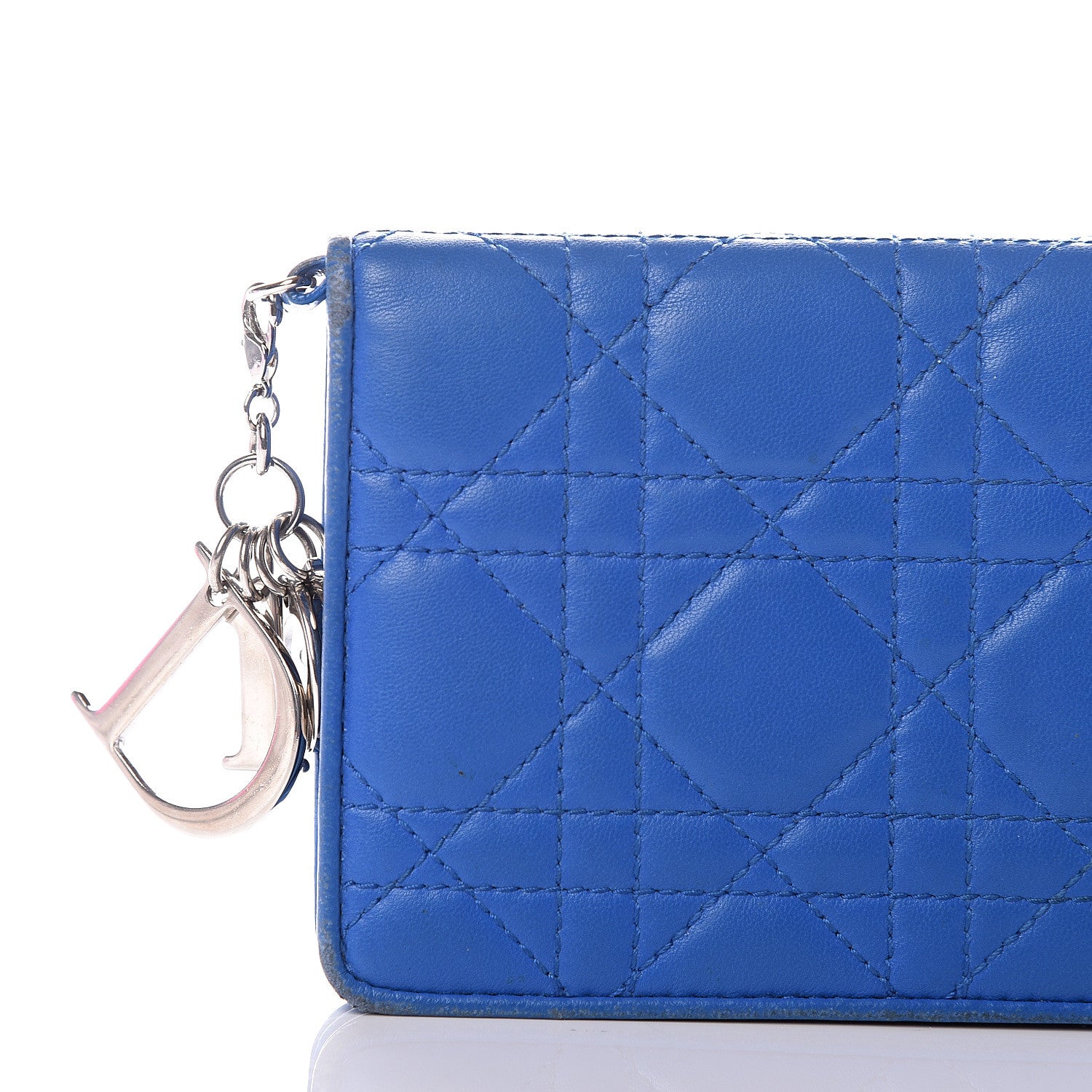 Christian Dior Lambskin Cannage Rendezvous Wallet Blue 11 of 12