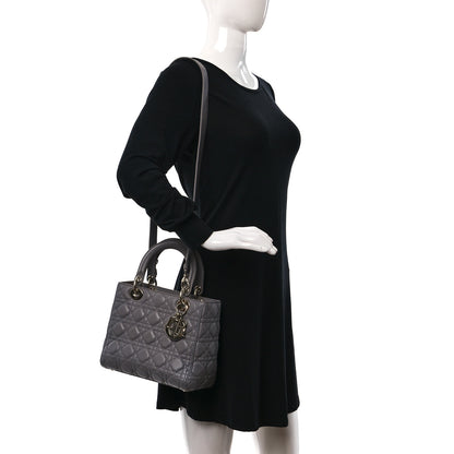 Christian Dior Lambskin Cannage Medium Lady Dior Grey 3 of 9