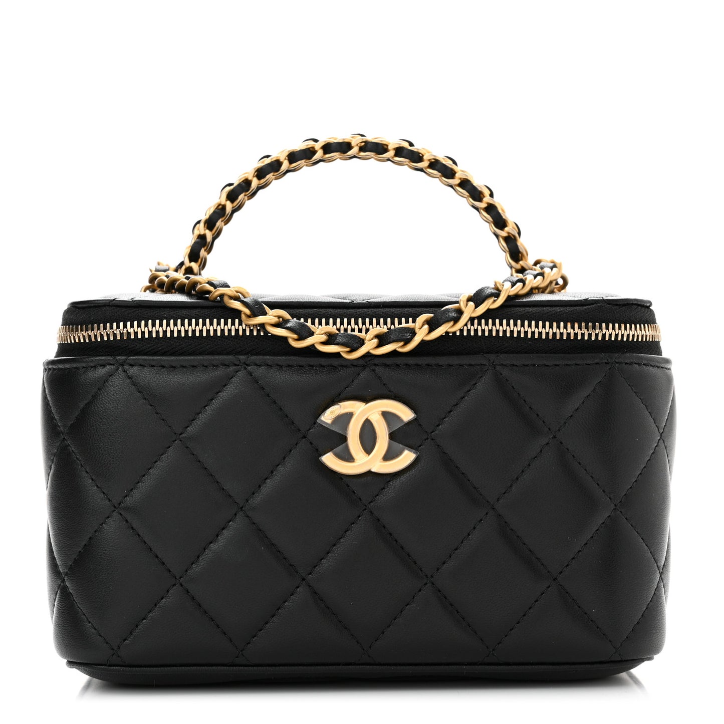 Lambskin Quilted Pick Me Up Vanity Case Black