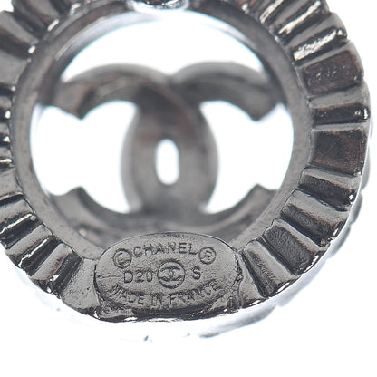 Chanel Ruthenium Crystal CC Round Earrings Silver 4 of 5