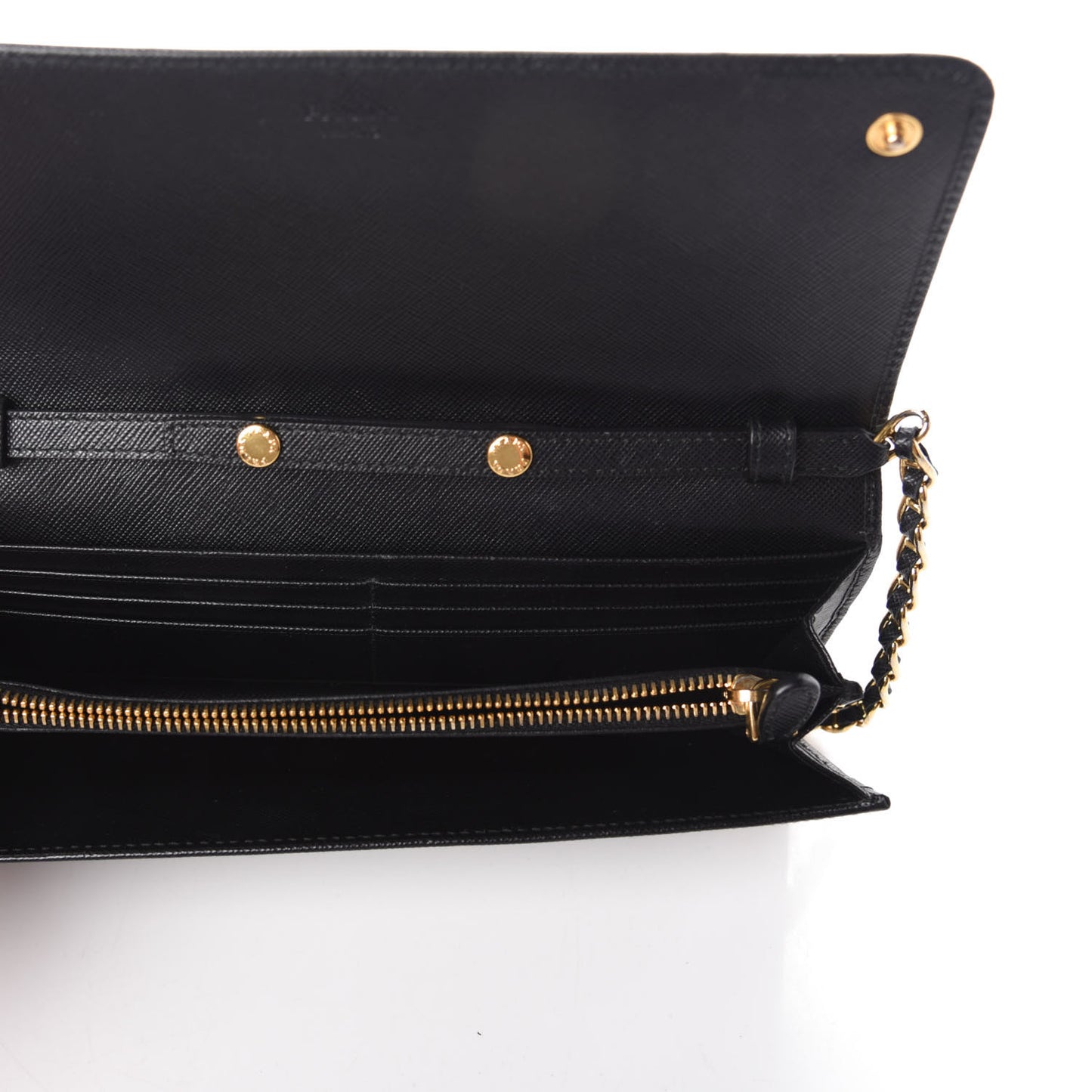 Saffiano Metal Oro Chain Wallet Black