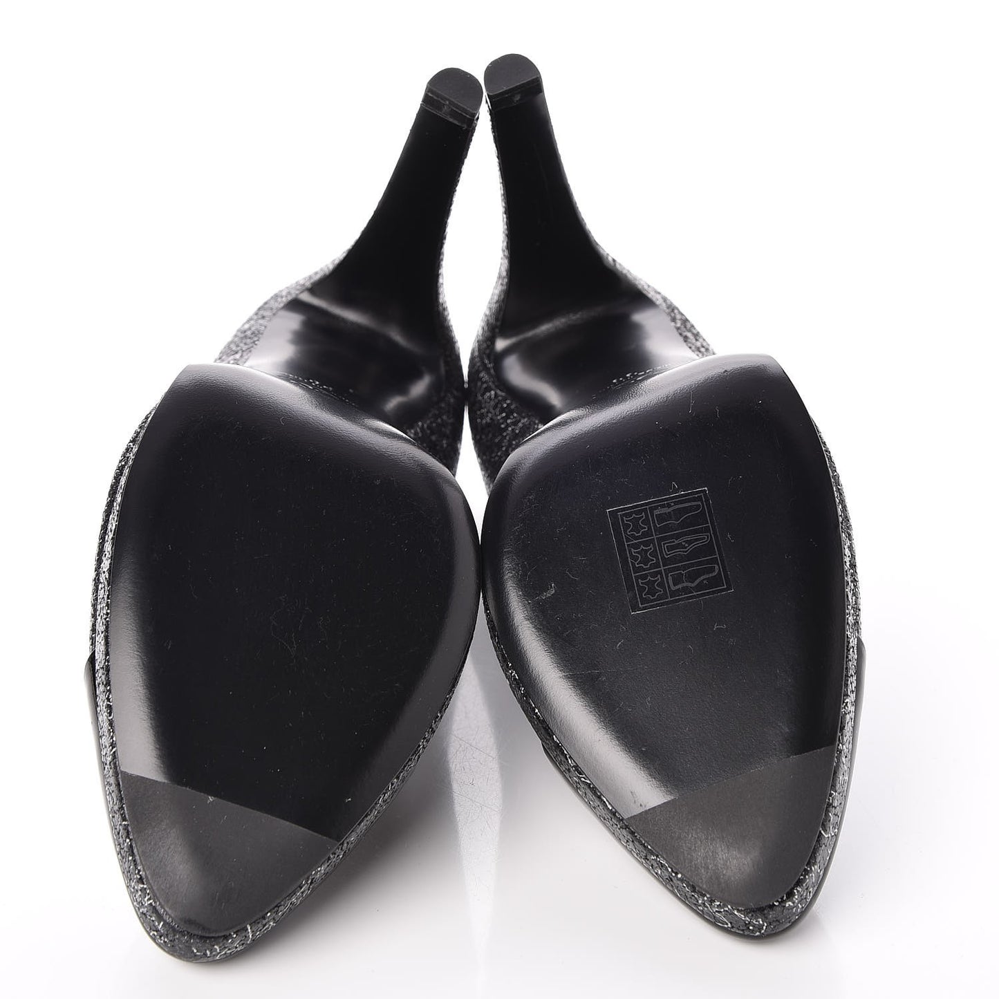 Metallic Crackled Calfskin Patent Cap Toe Pumps 38 Black