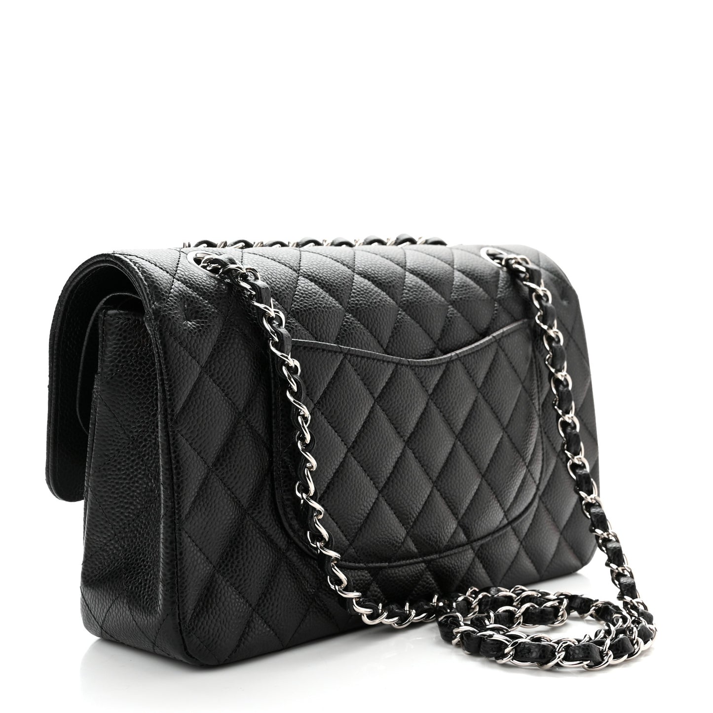 Caviar Quilted Medium Double Flap Black