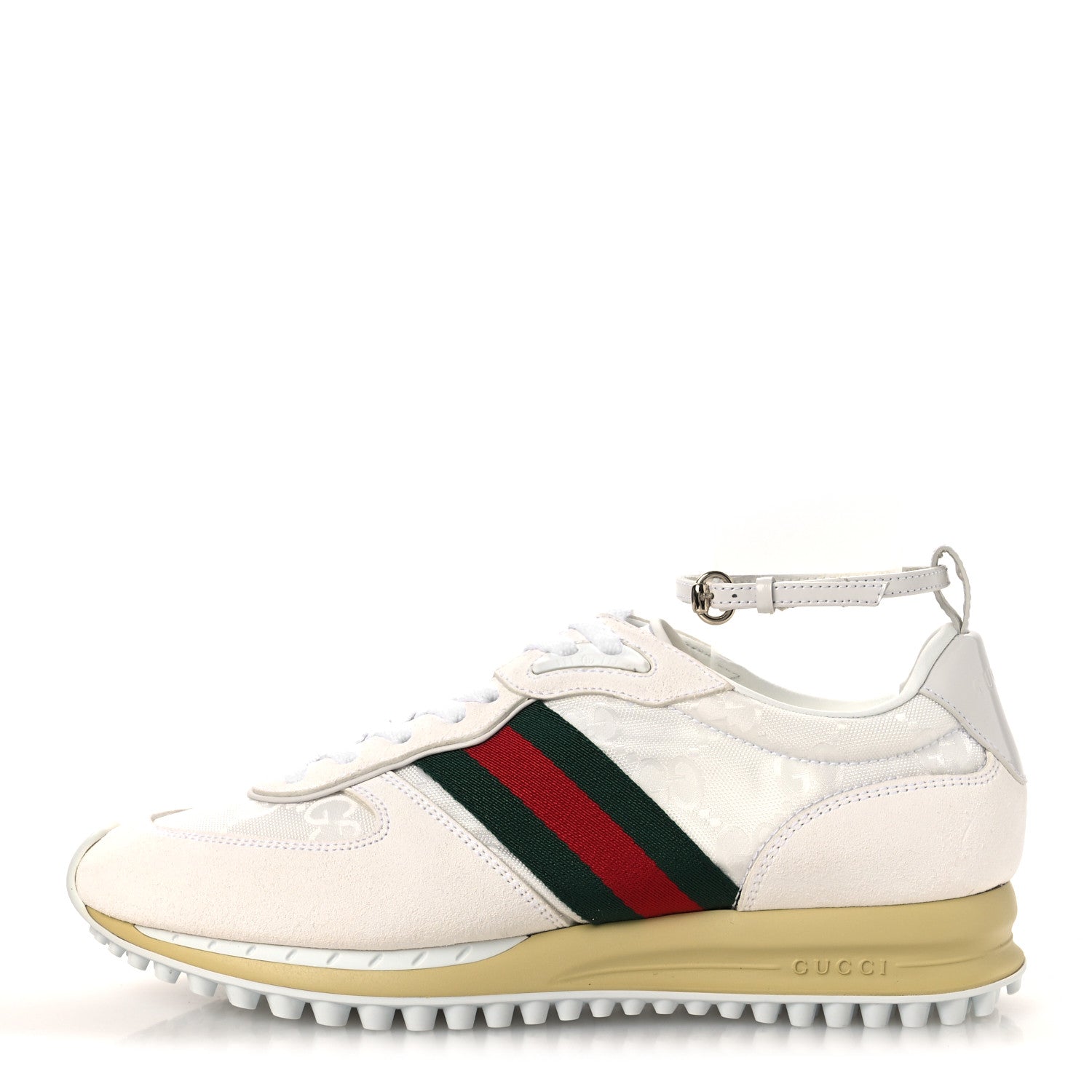 Gucci GG Suede Monogram Web Re-Motion Sneakers 37.5 White 1 of 11