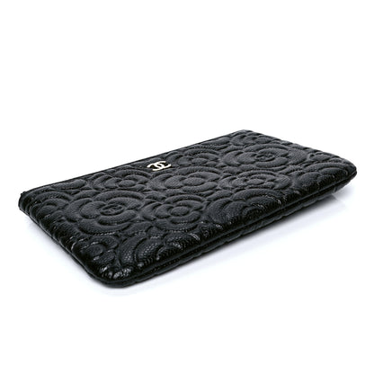 Chanel Caviar Camellia Embossed Cosmetic Pouch Black 3 of 4