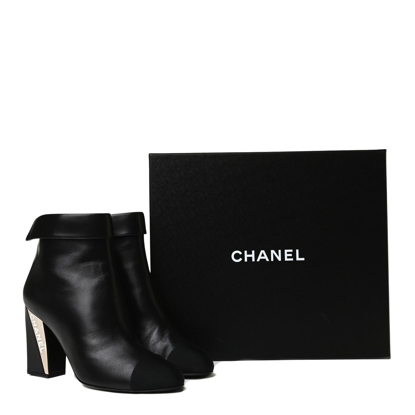 Lambskin Grosgrain Triangle & Collar 90 Ankle Boots 39.5 Black