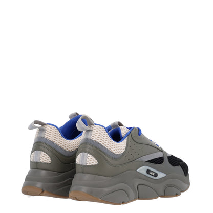 Christian Dior Technical Mesh Calfskin Mens B22 Sneakers 41 Olive Green Black White Grey 4 of 8