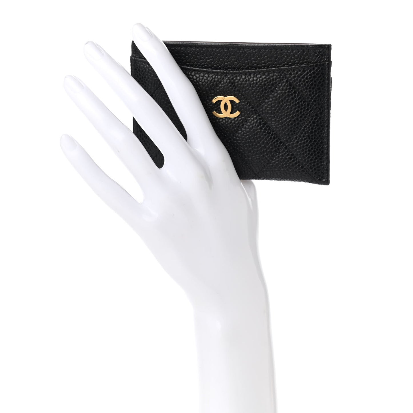 Caviar Quilted Card Holder Black