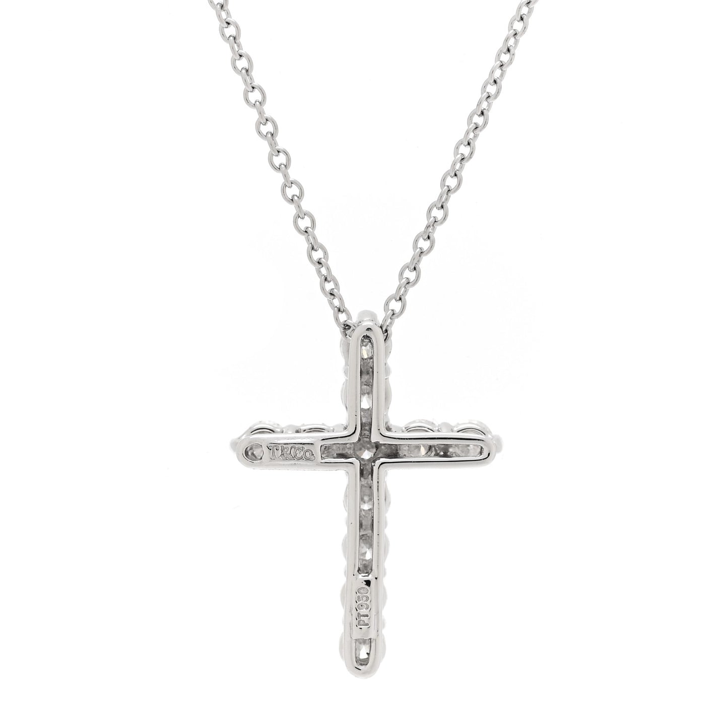 Platinum Diamond Small Cross Pendant Necklace
