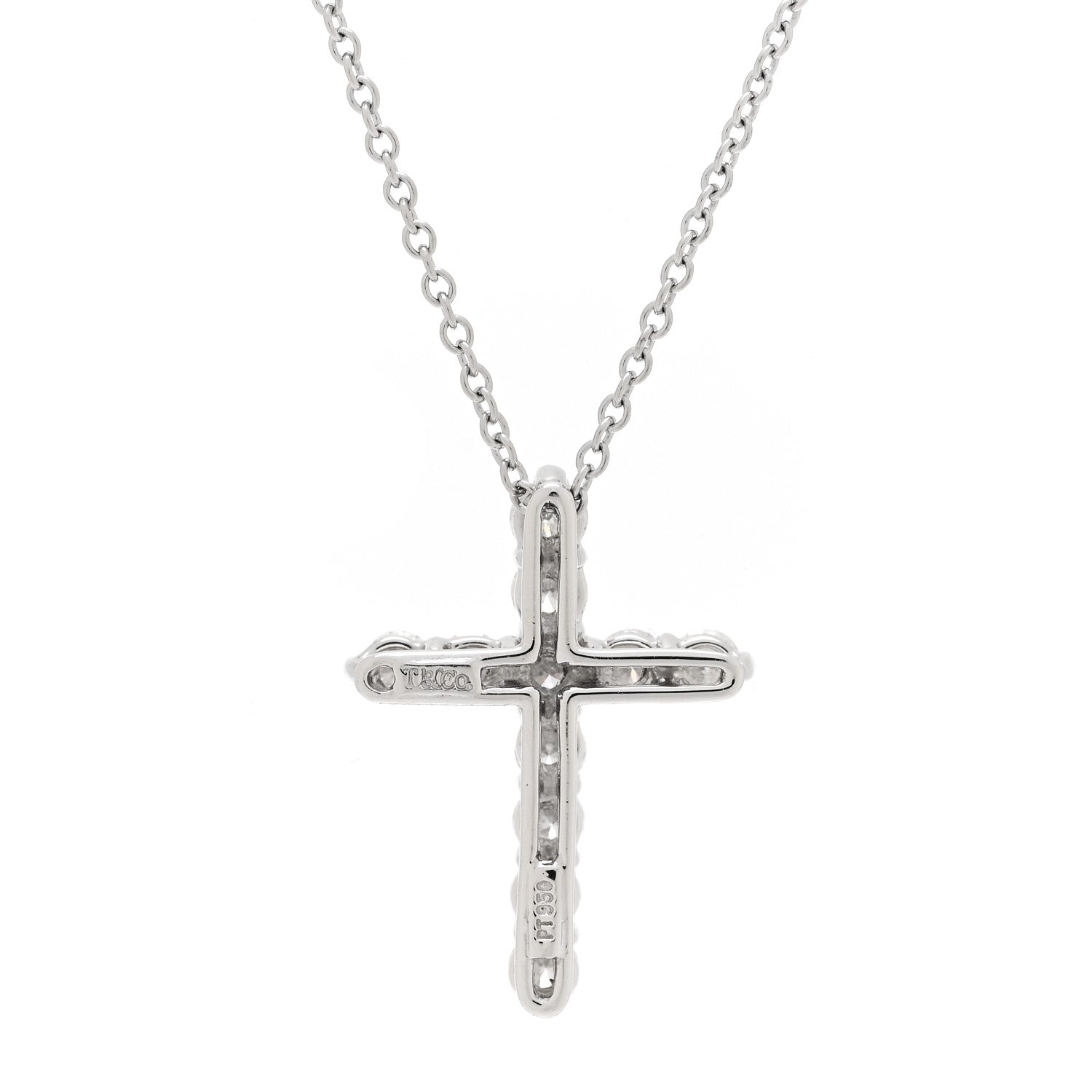 Tiffany Platinum Diamond Small Cross Pendant Necklace 7 of 8