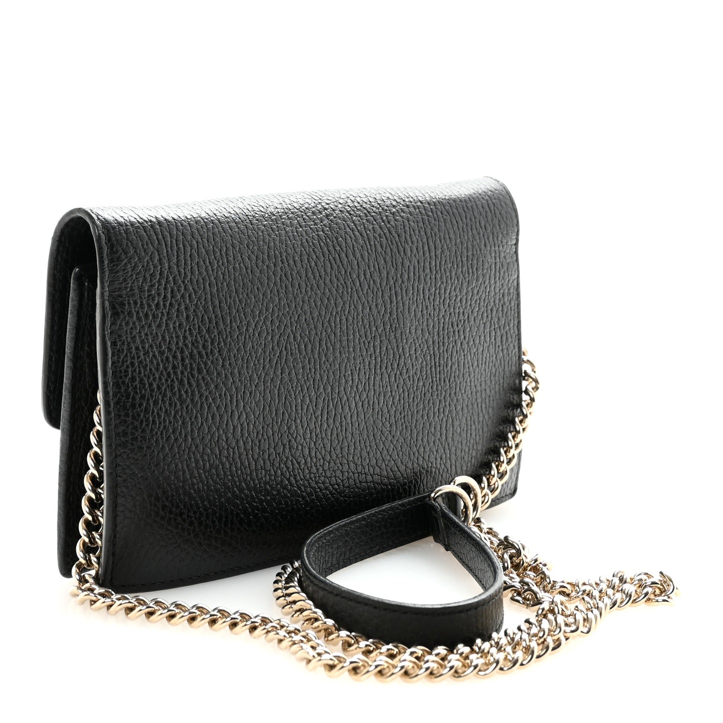 Dollar Calfskin Interlocking G Chain Wallet Black