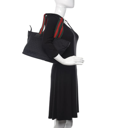 Gucci GG Monogram Medium Web Handle Bucket Tote Black 2 of 10