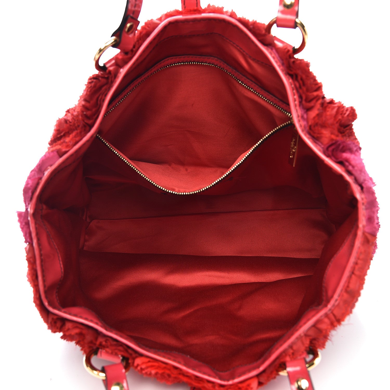 Valentino Garavani Silk Patent Rosier Tote Pink 5 of 12