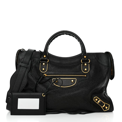 Balenciaga Chevre Gold Metallic Edge Hardware City Black 3 of 12