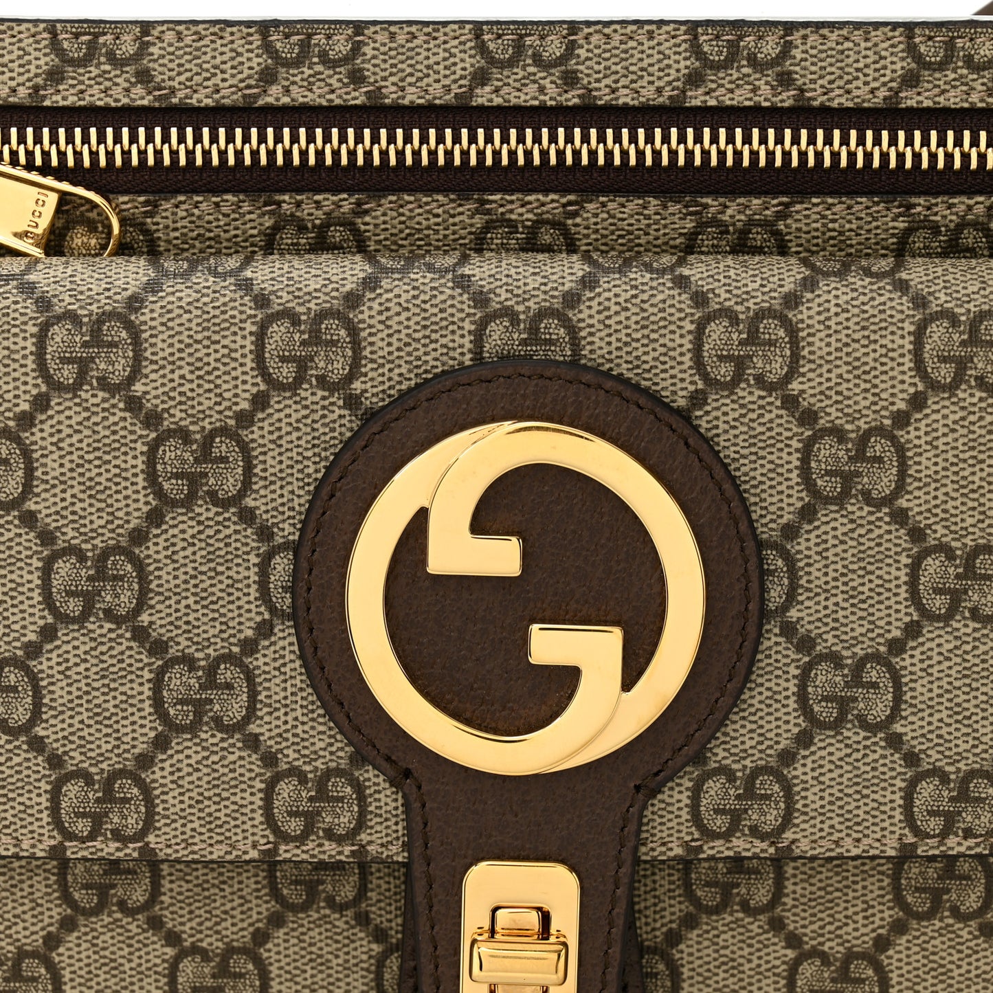 GG Supreme Monogram Textured Dollar Calfskin Blondie Belt Bag Beige Ebony New Acero