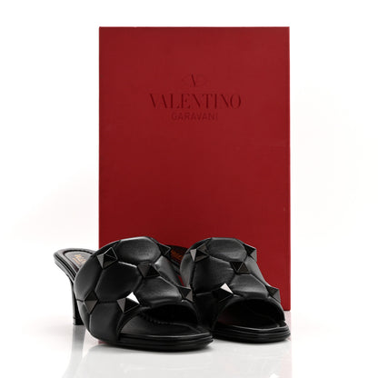 Valentino Garavani Nappa Quilted Monochrome Roman Stud 65mm Slide Sandals 36 Black 9 of 9