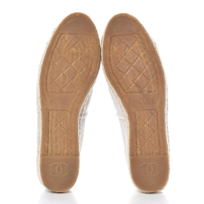 Chanel Linen CC Espadrilles 39 Beige Black 5 of 10