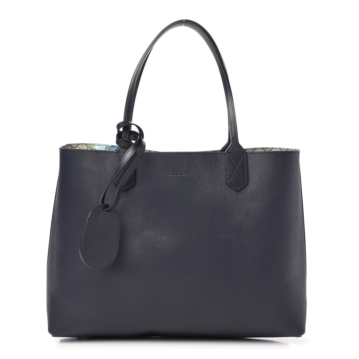 GG Supreme Monogram Blooms Medium Reversible Tote Beige Blue Navy