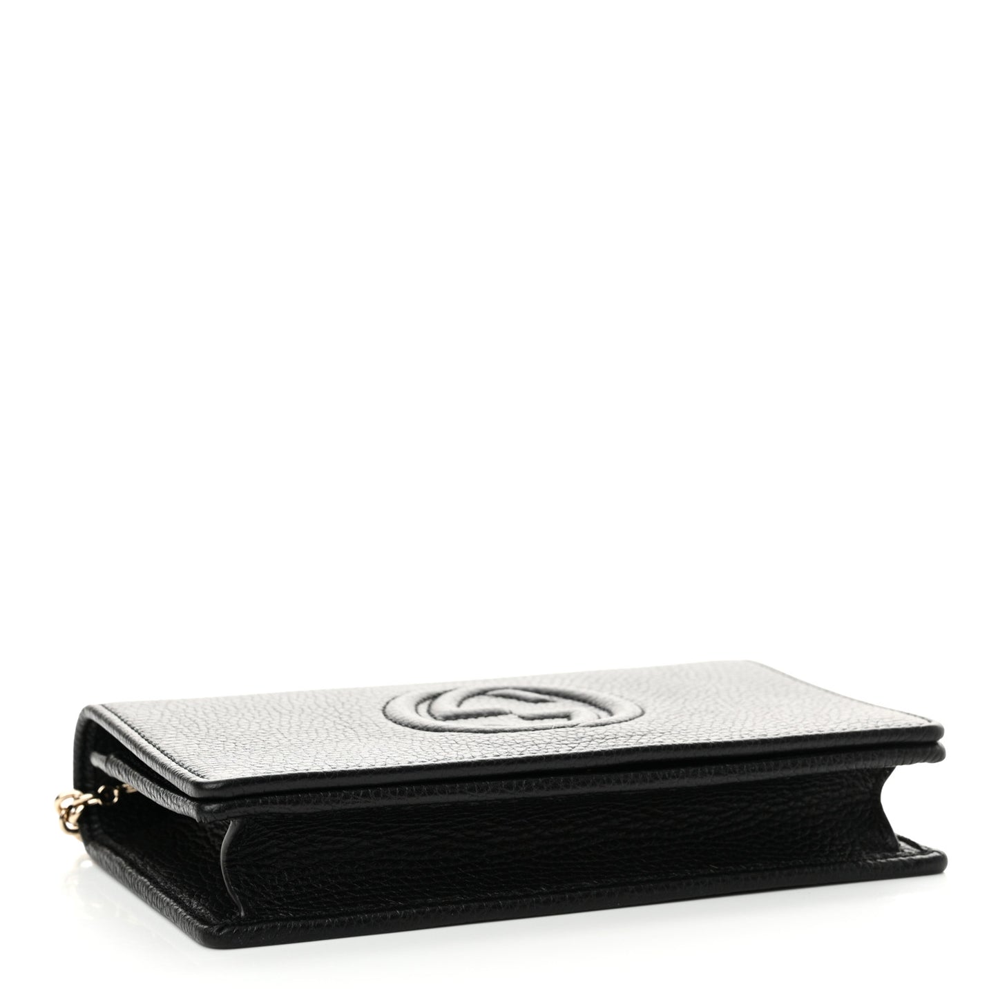 Pebbled Calfskin Soho Wallet On Chain Black