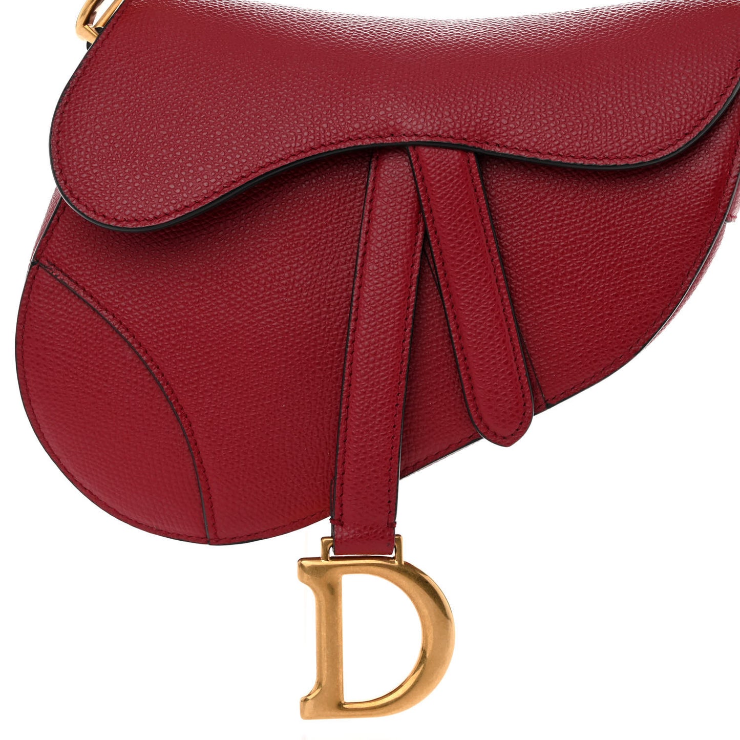 Grained Calfskin Mini Saddle Bag Red