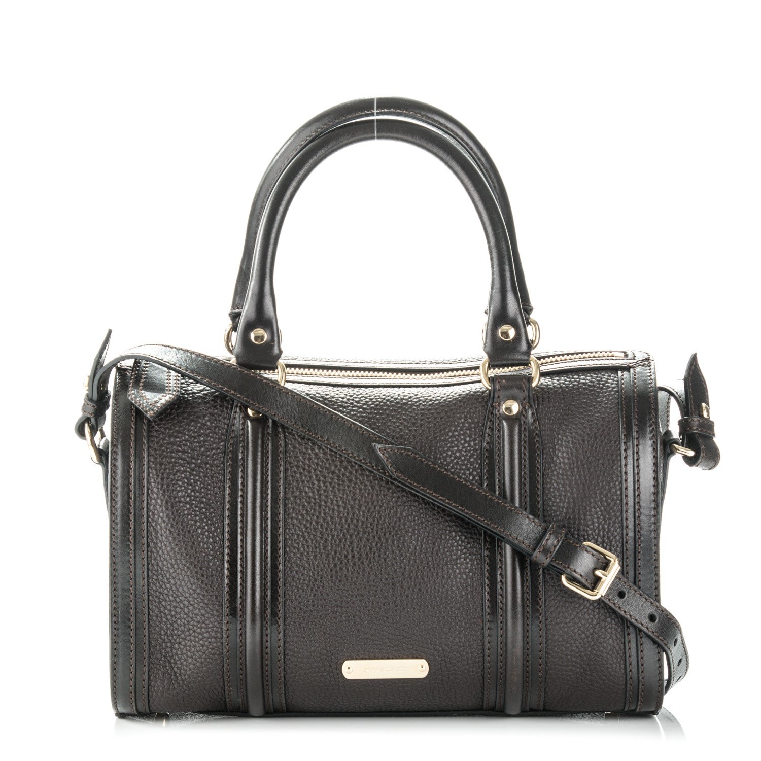Burberry Grainy Calfskin Medium Alchester Bowling Bag Dark Chocolate 1 of 8