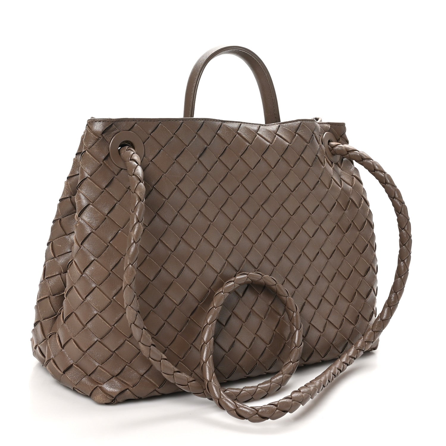 Bottega Veneta Nappa Intrecciato Medium Andiamo Shoulder Bag Taupe