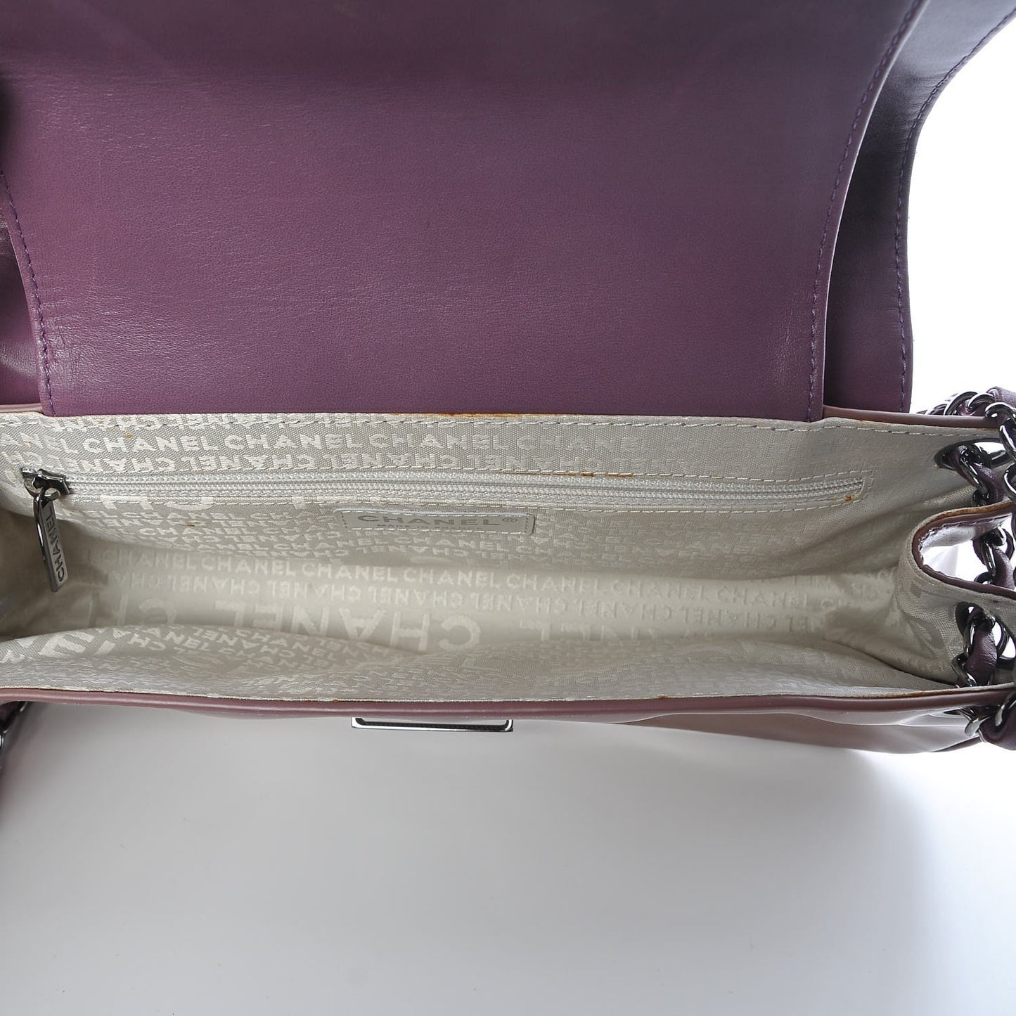 Glazed Calfskin Stitched Accordion Flap Pink