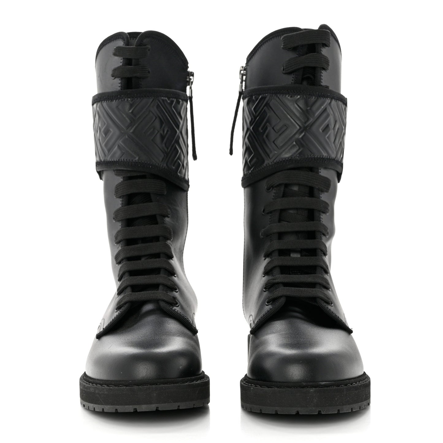 Vitello FF Embossed Biker Boots 36 Black