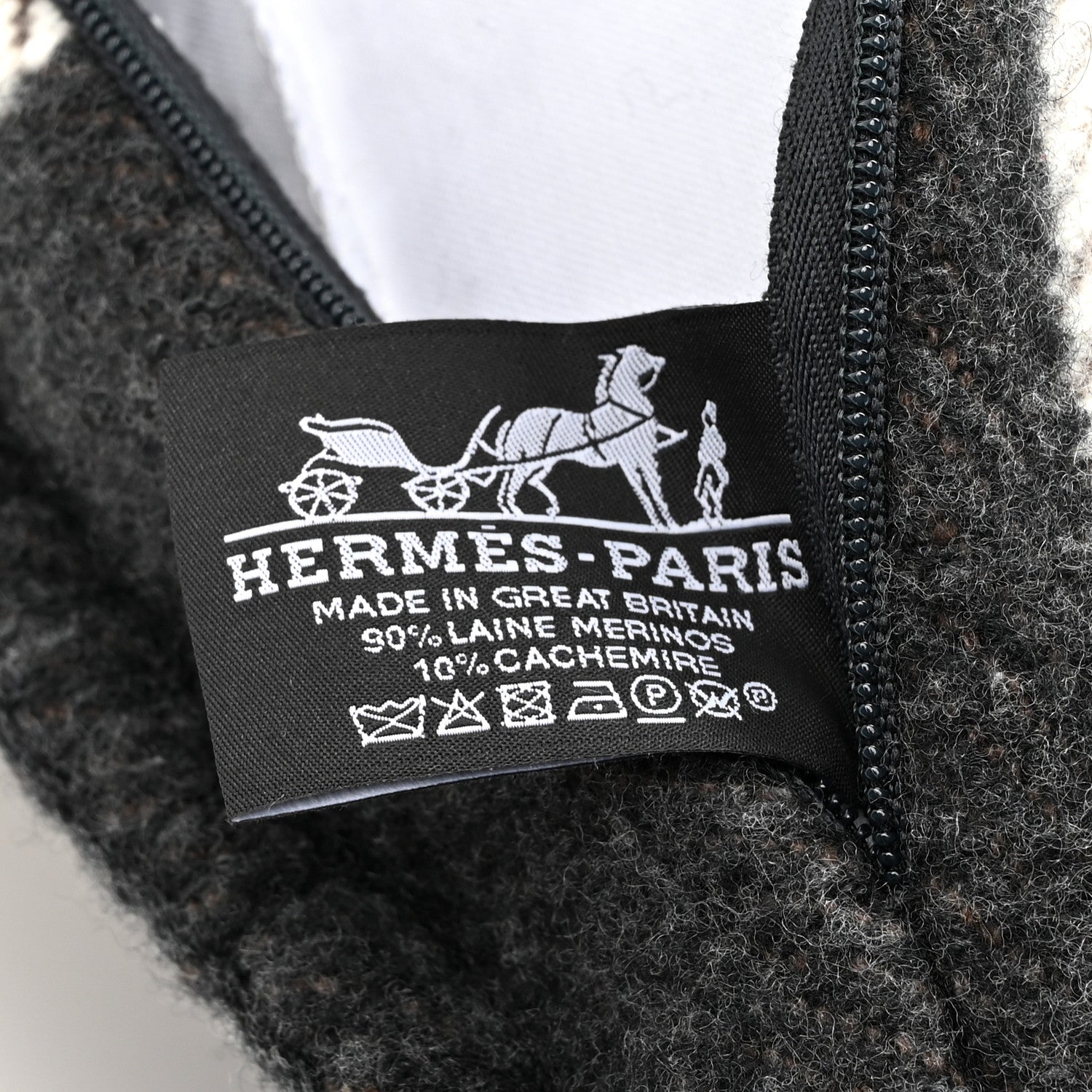 Hermes Wool Cashmere Avalon Pillow PM Ecru Gris Fonce 3 of 3
