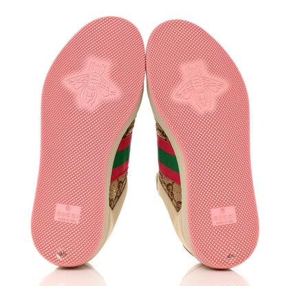 Gucci New GG Monogram Nubuck Web Crystal Embellished Womens Screener Sneakers 36.5 Camel Ebony Wild Rose 5 of 9