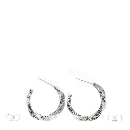 John Hardy Sterling Silver Diamond Twisted Hoop Earrings 3 of 4