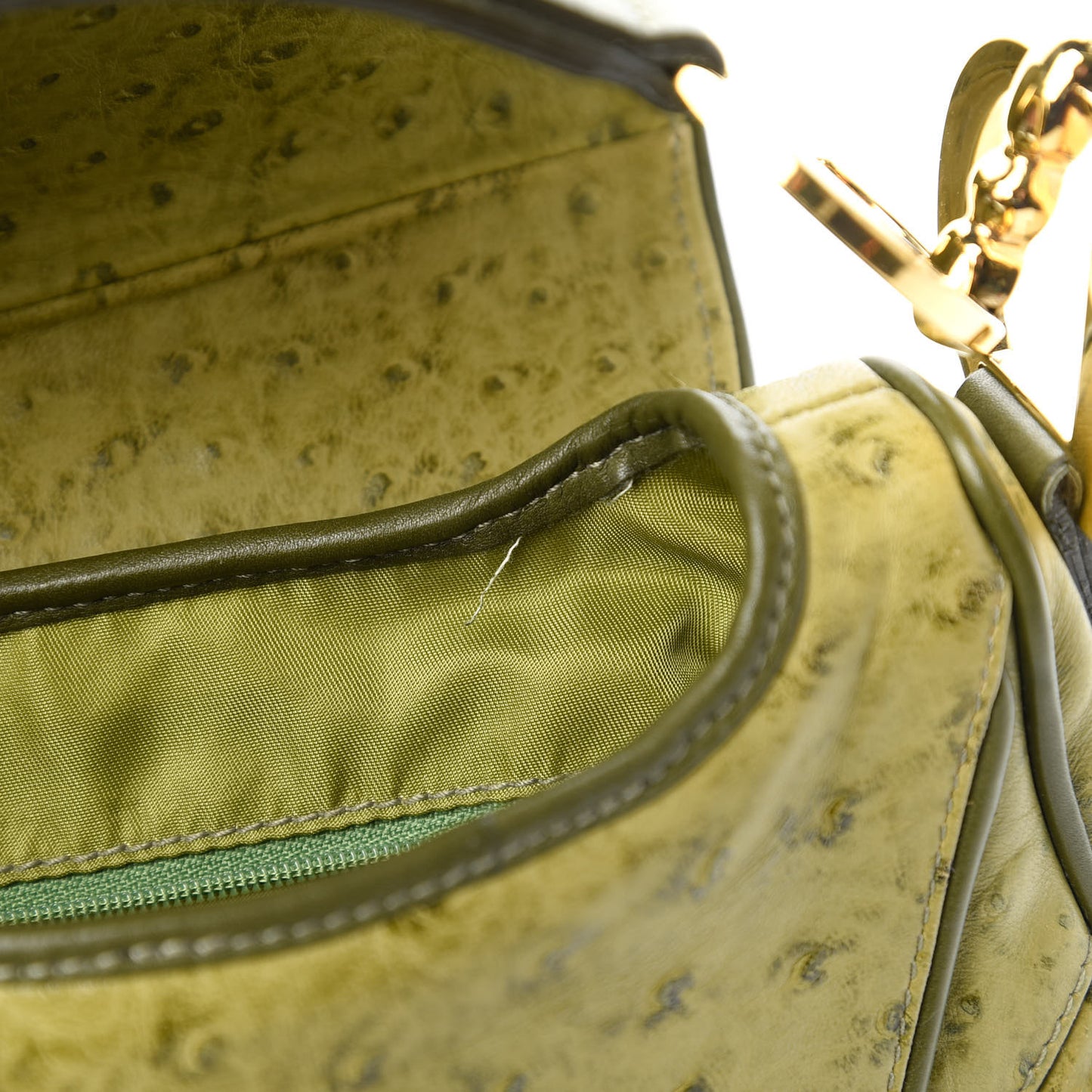 Ostrich Double Saddle Bag Green