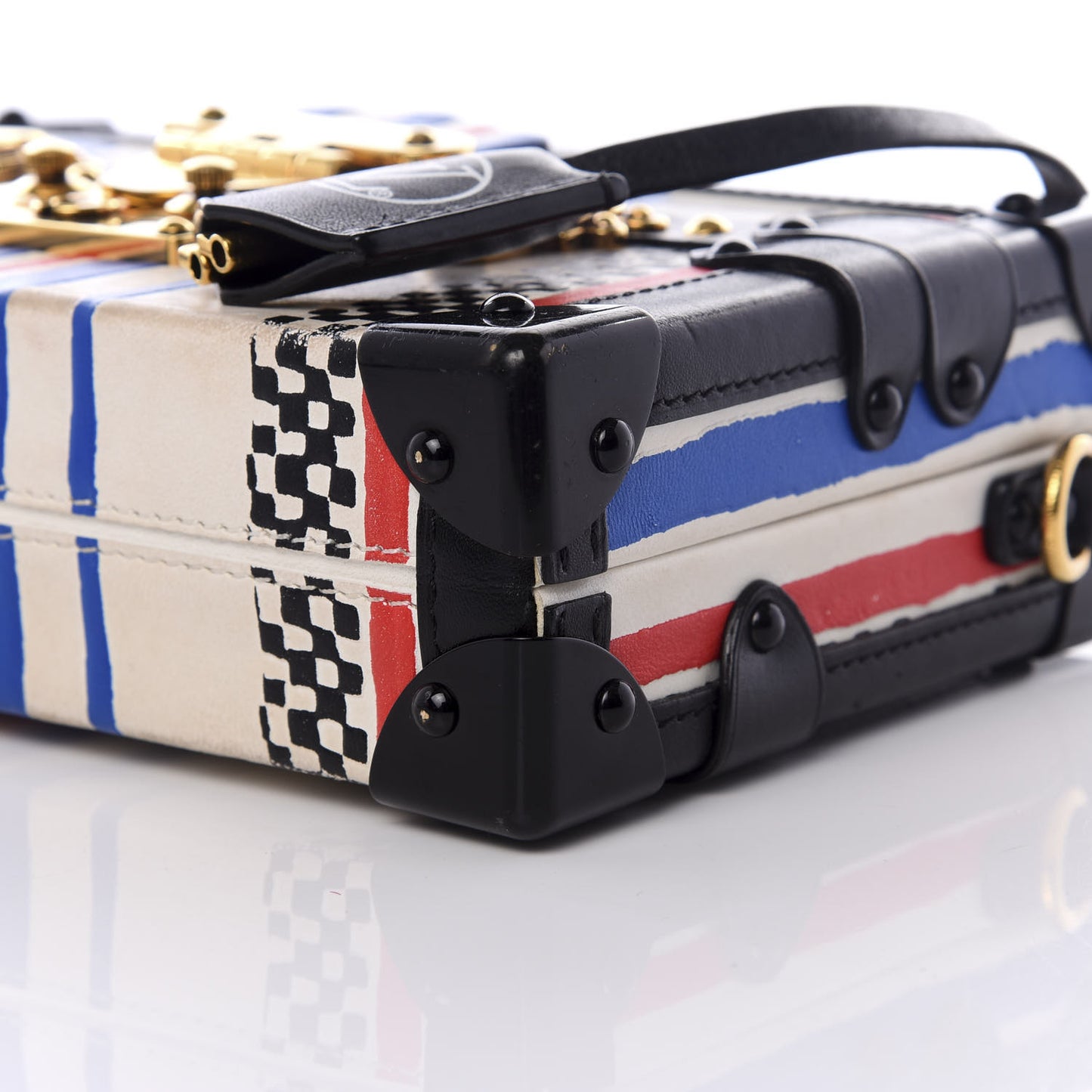 Lambskin Grand Prix Petite Malle White Blue
