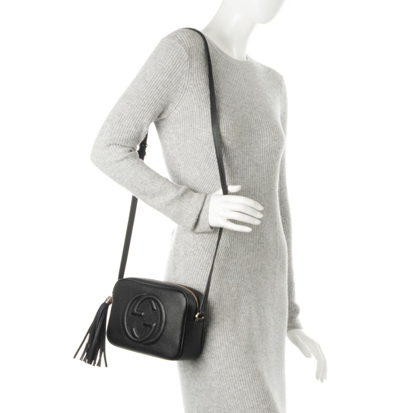 Pebbled Calfskin Small Soho Disco Bag Black