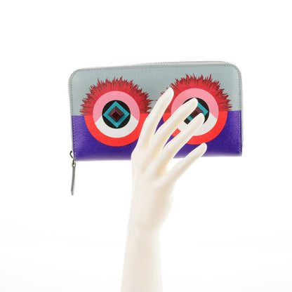 Fendi Vitello Elite Studded Hypnoteyes Zip Around Wallet Polvere Multicolor 2 of 7