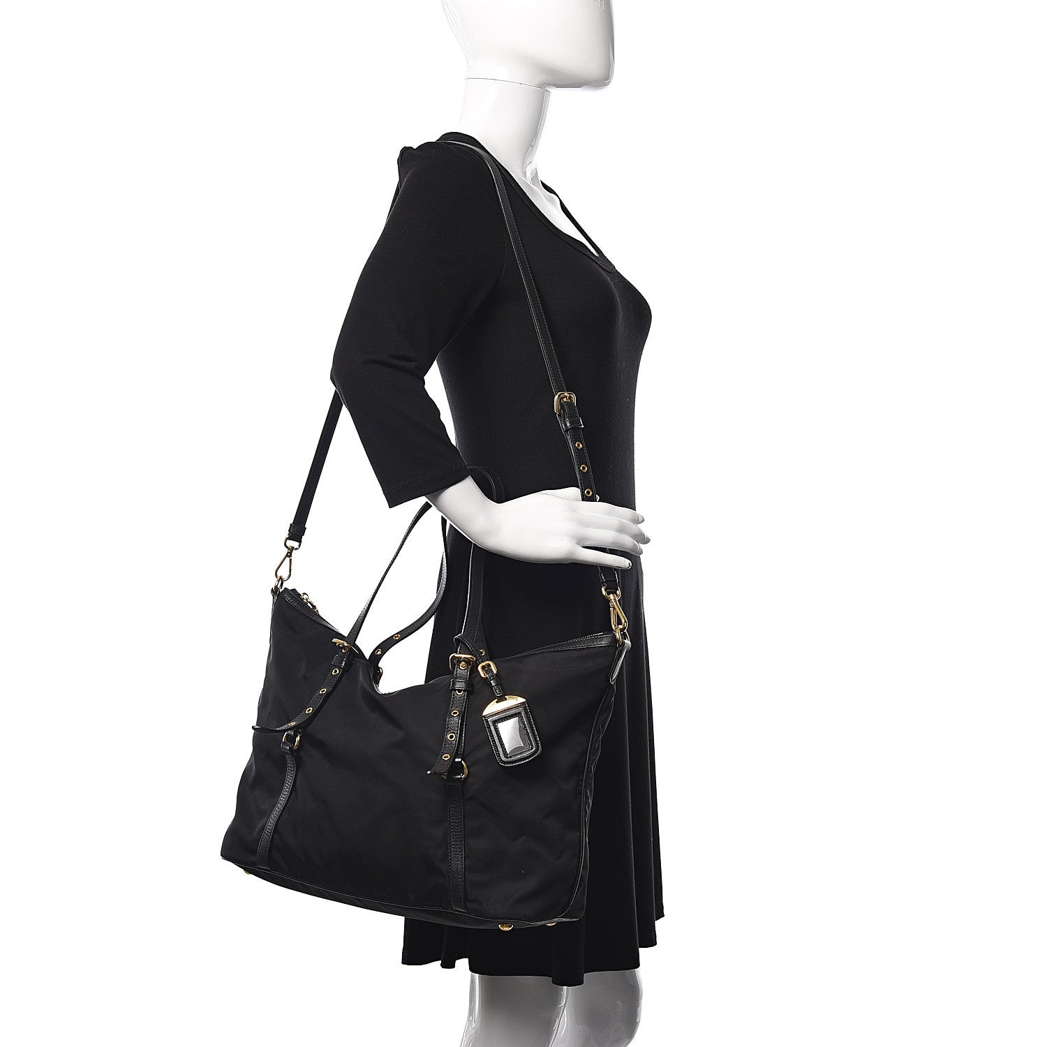 Prada Nylon Vela Drawstring Shopping Tote Black 2 of 20