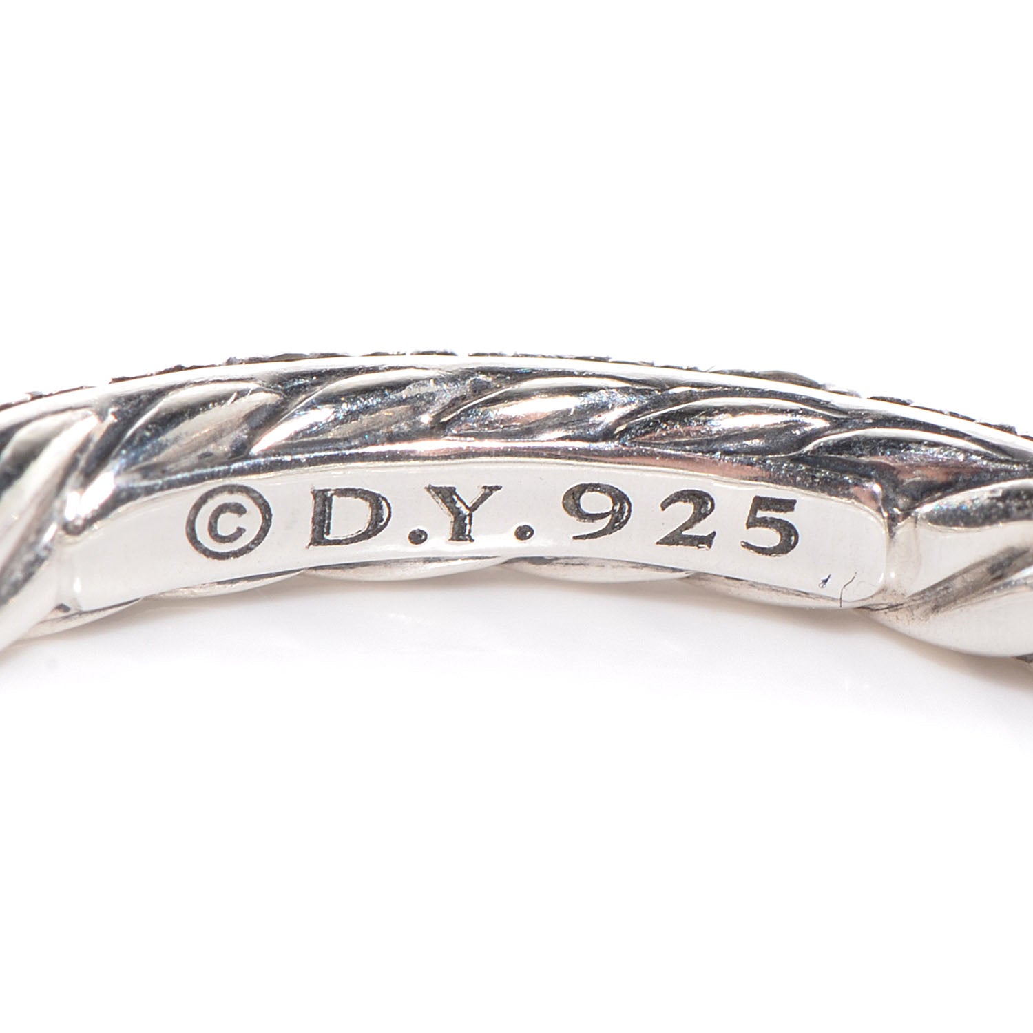 David Yurman Sterling Silver Pave Diamond Midnight Melange 3mm Band Ring 6 4 of 6