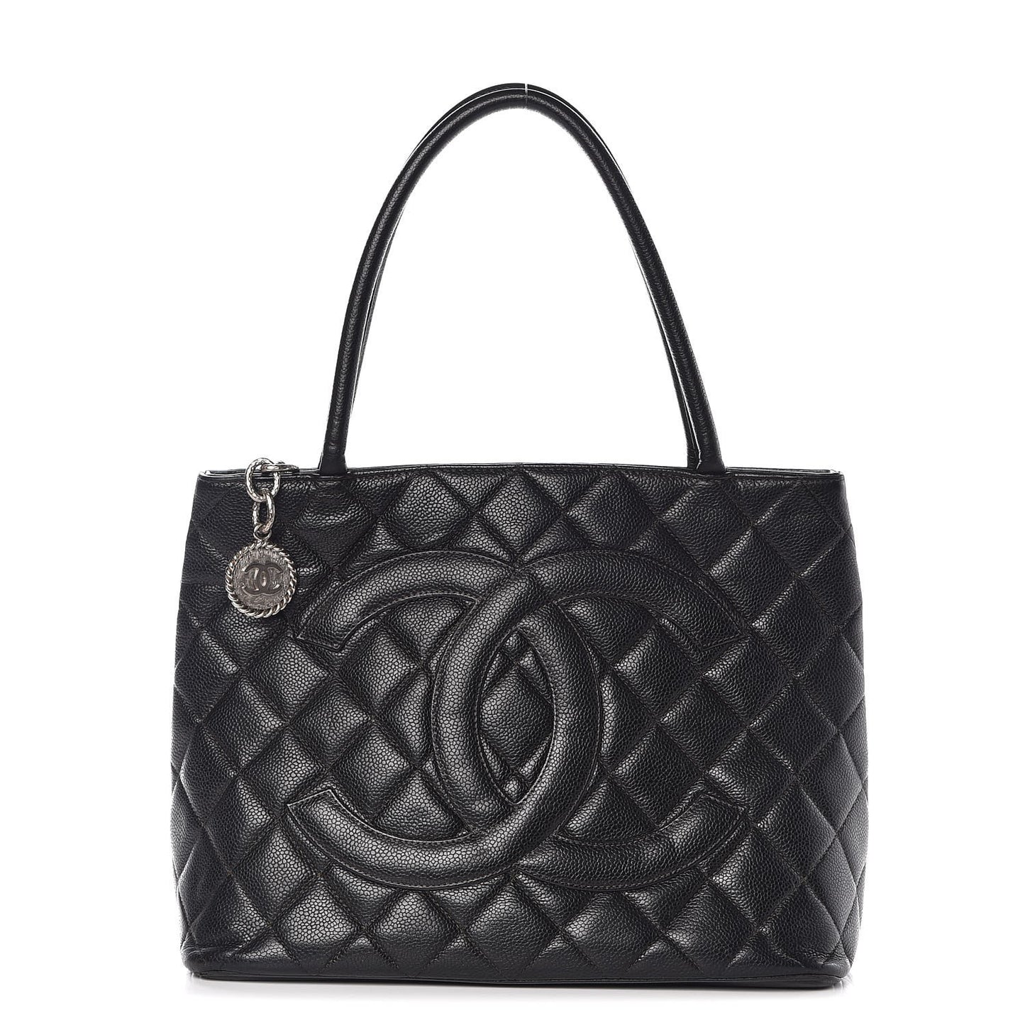 Caviar Quilted Medallion Tote Black